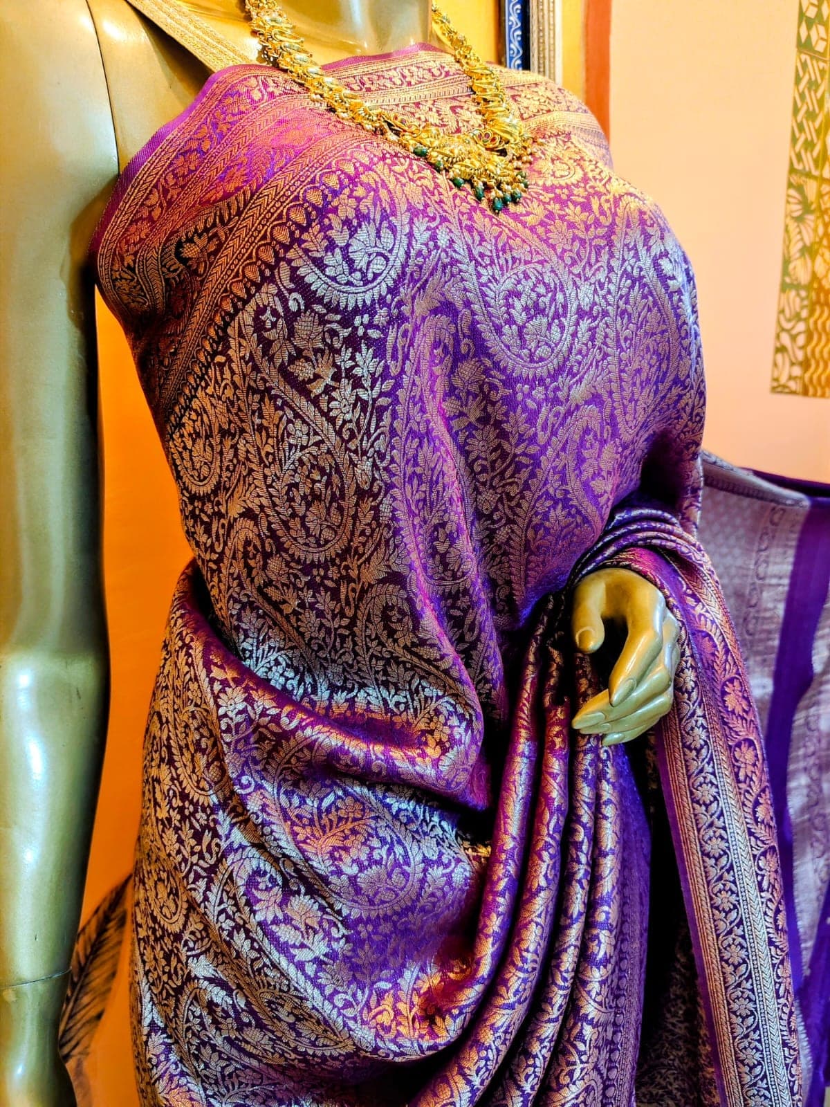 Banded pallu of the purple saree