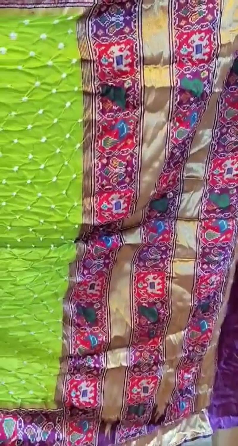 The parrot-green saree shown in motion
