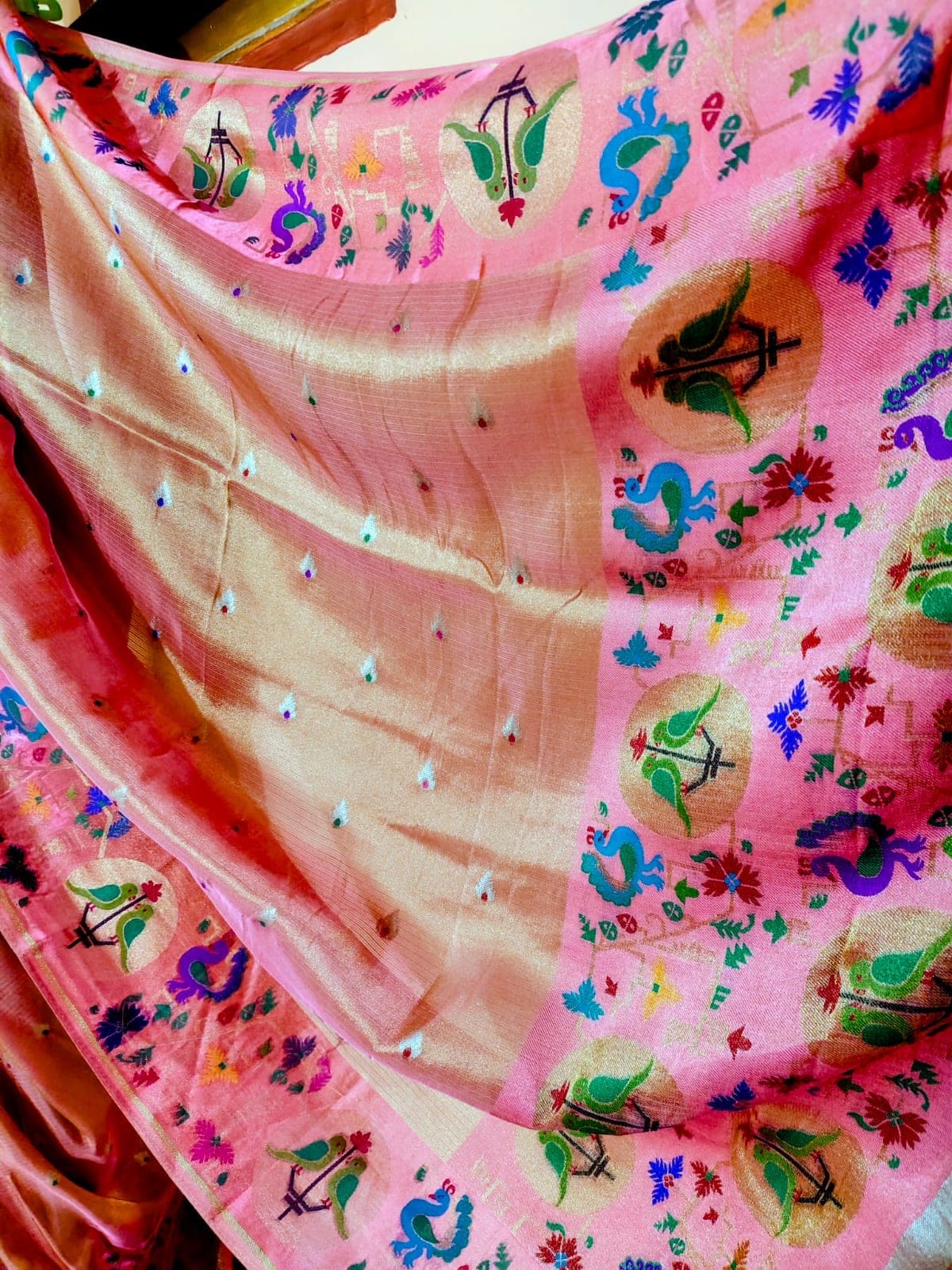 Close-up of the figured pallu motifs