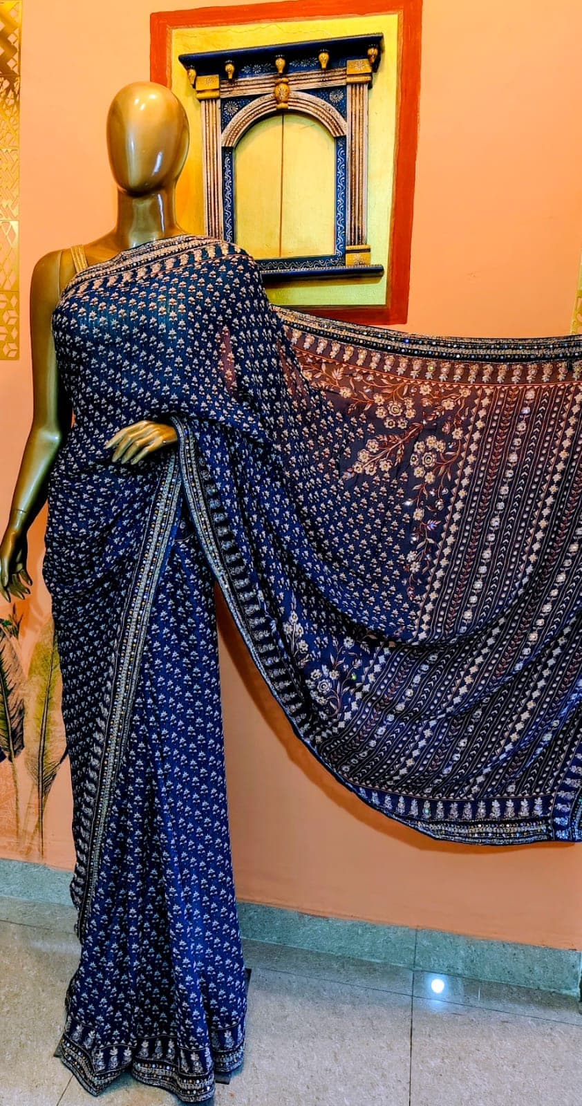 Drape of the indigo saree