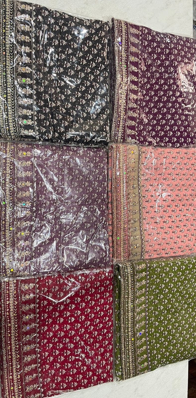 The same saree in a range of colours